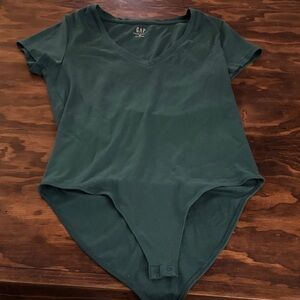 GAP Women's Deep Green V-Neck Bodysuit